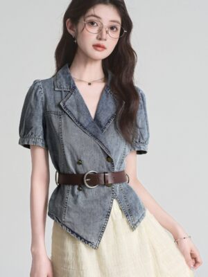 Home double breasted denim shirt