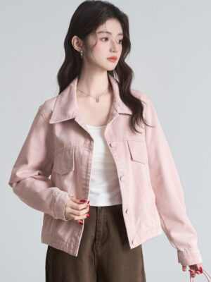 Home women's pastel jean jacket d00001